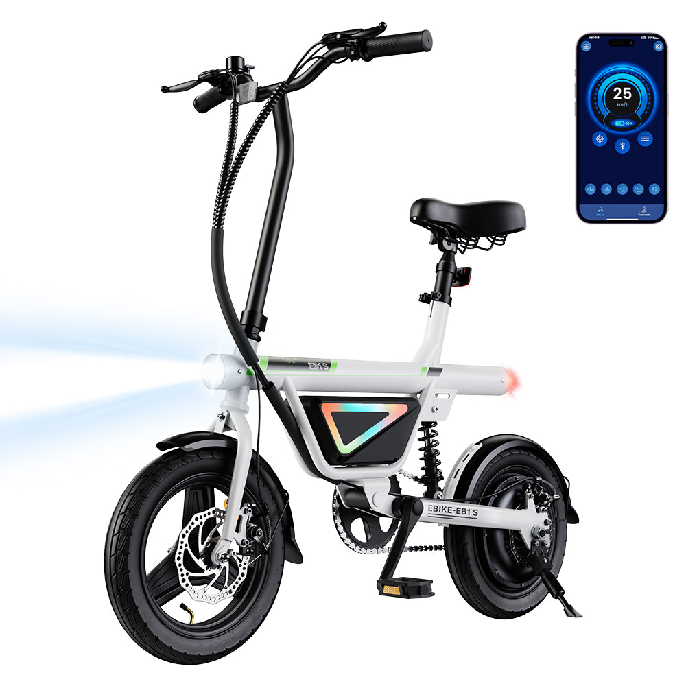 iScooter EB1S Compact City Electric Bike | 250W, Top Speed 15.5mph, Pedal Assist, App Control, Folding