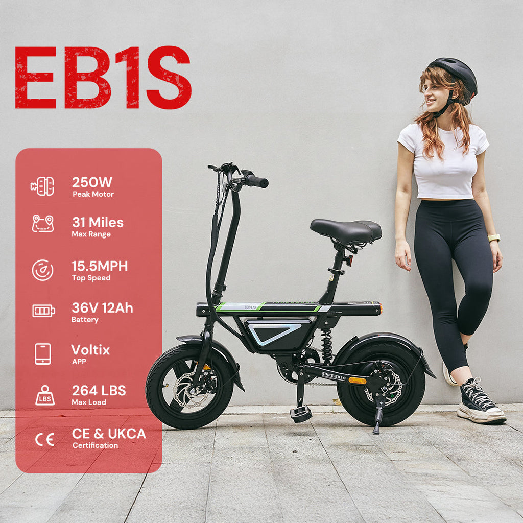 iScooter EB1S Compact City Electric Bike | 250W, Top Speed 15.5mph, Pedal Assist, App Control, Folding