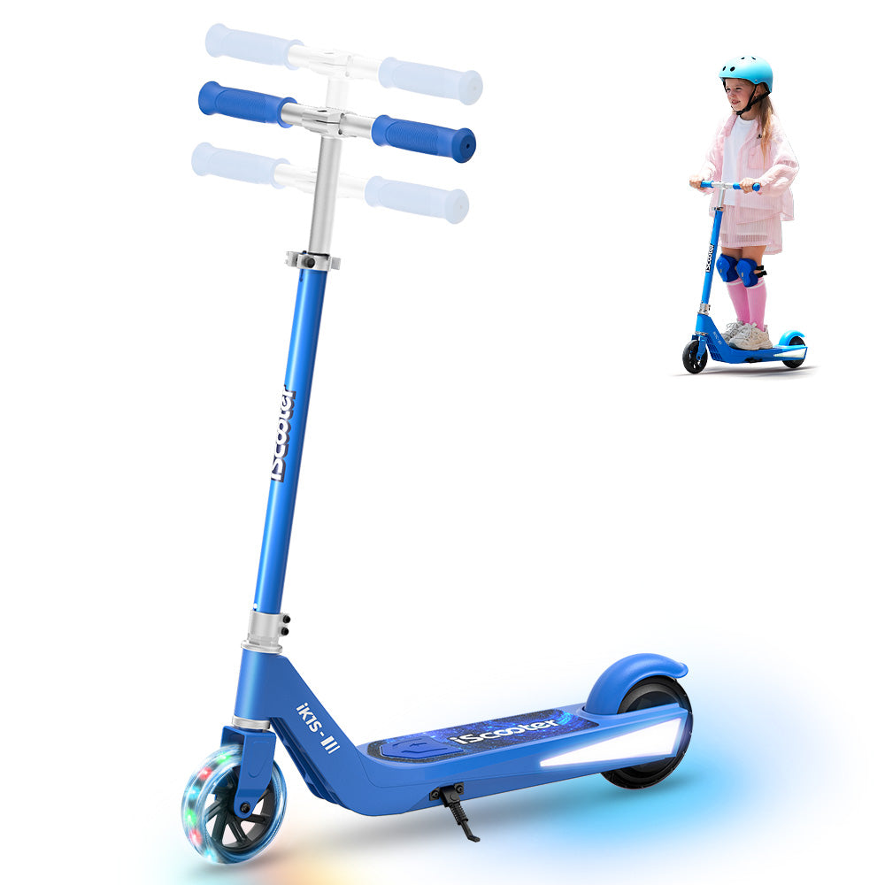 iScooter iK3Pro Kids Electric Scooter | Height-Adjustable, Colourful LED Lights, Top Speed 6mph, Ages 4+