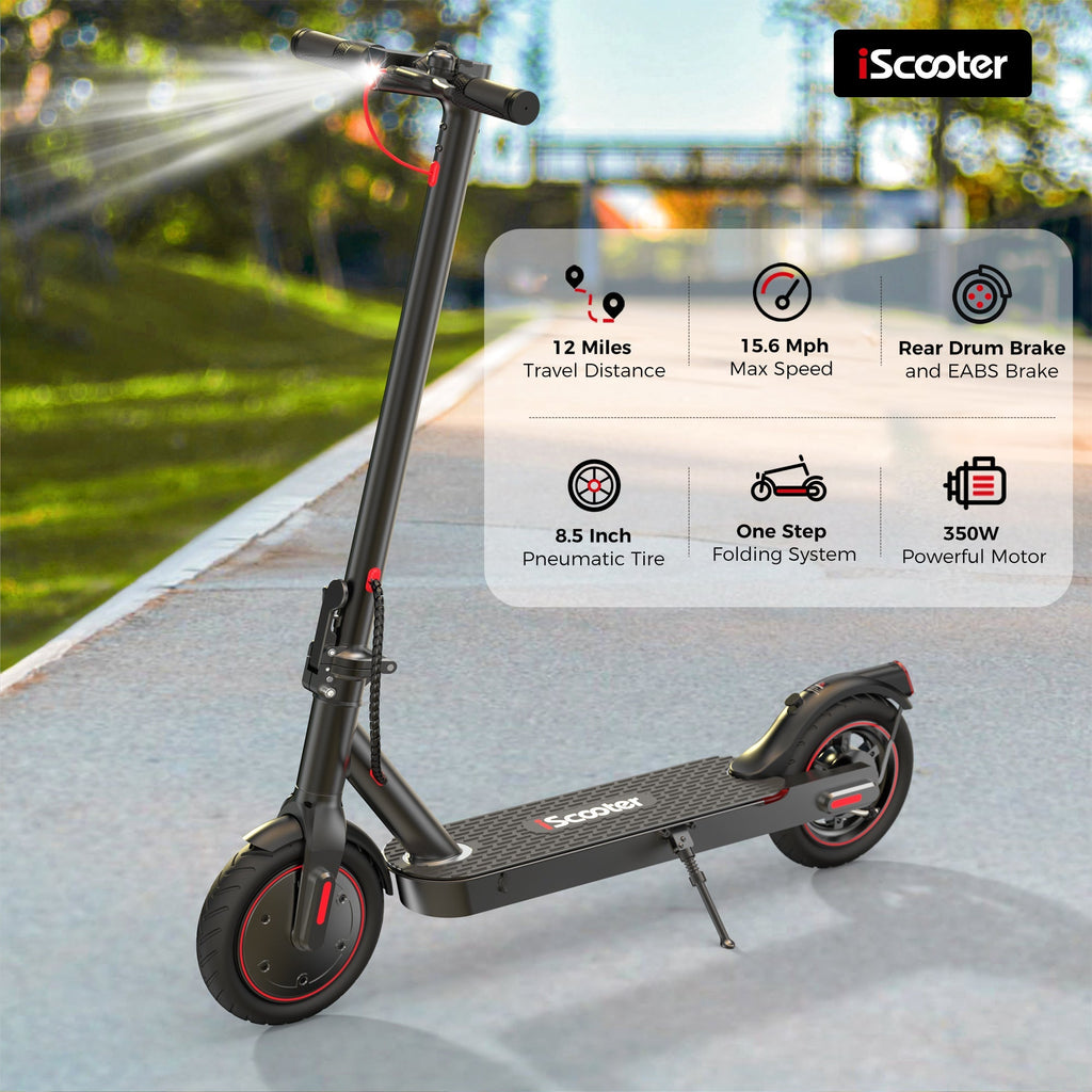 iScooter i9 Folding Electric Scooter for Adults | 350W, Top Speed 18mph, 18-Mile Range, 8.5" Tyres, 12.5kg