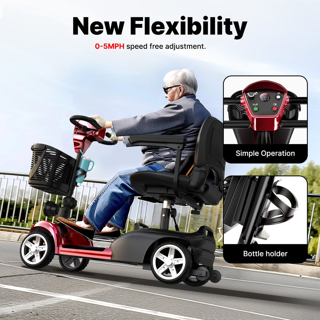 iScooter X02 Mobility Scooter | Folding, 250W, Top Speed 5mph, 12-Mile Range, Swivel Seat, UKCA Certified