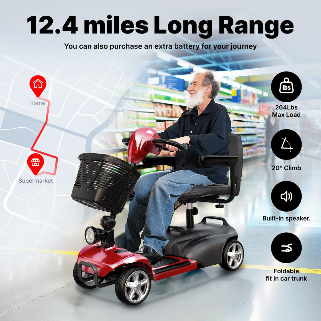 iScooter X02 Mobility Scooter | Folding, 250W, Top Speed 5mph, 12-Mile Range, Swivel Seat, UKCA Certified