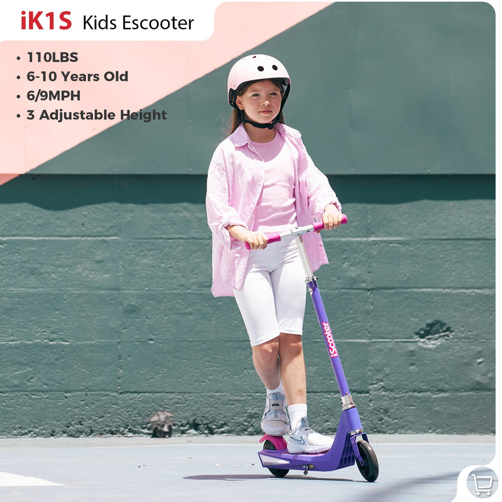 iScooter iK3Pro Kids Electric Scooter | Height-Adjustable, Colourful LED Lights, Top Speed 6mph, Ages 4+