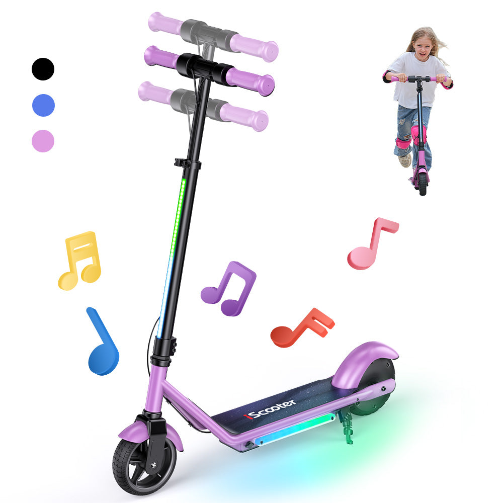 iScooter iK3Pro Kids Electric Scooter | Height-Adjustable, Colourful LED Lights, Top Speed 6mph, Ages 4+